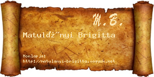 Matulányi Brigitta névjegykártya